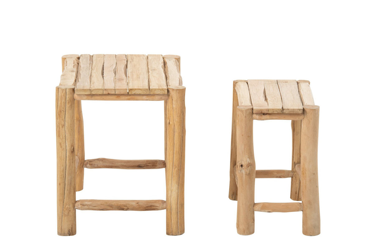 J-Line Sokkels Chamonix - dennenhout - naturel - set van 2