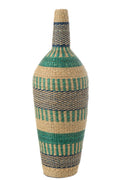 J-Line vaas Ninon - zeegras - naturel/azuur/donkerblauw - 90 cm hoog