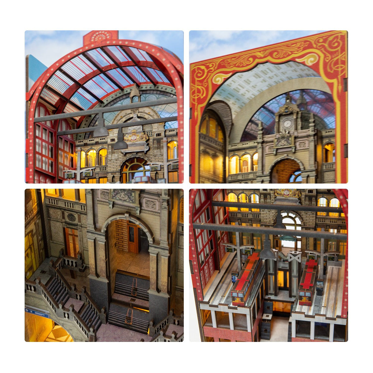 Bouwpakket 3D DIY Boekensteun Booknook Railway Cathedral met LED lichtsensor