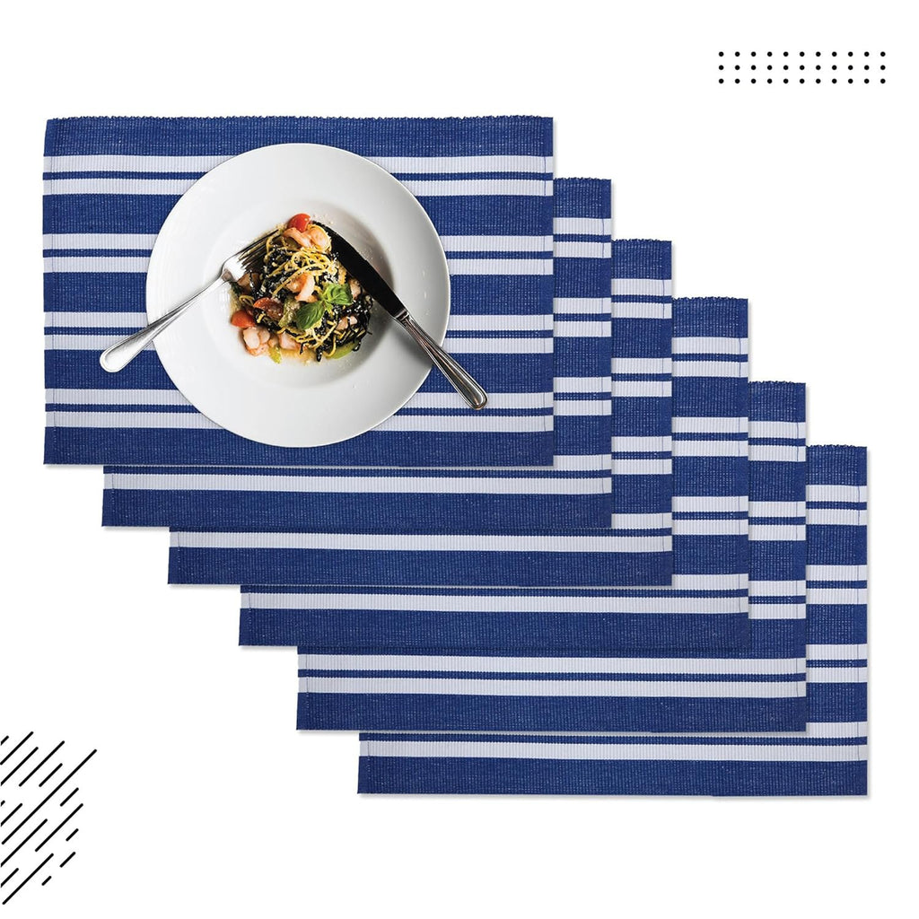 Tafelplacemats – geribbeld katoen, hittebestendig – 48x32 cm, set van 6