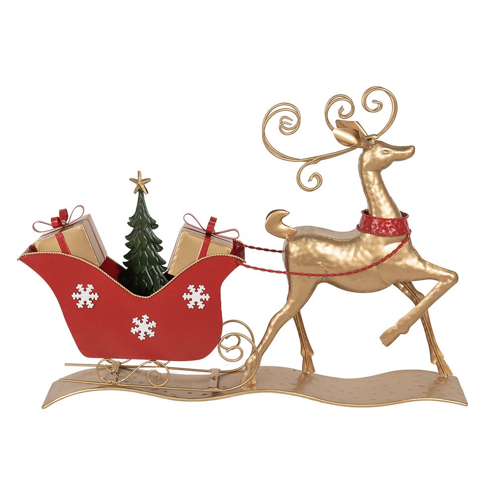 Kerstdecoratie Slee 70x12x49 cm Bruin Rood Metaal