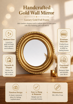 Luxe gouden wandspiegel – handgemaakt frame van goudfolie voor een stijlvol huis