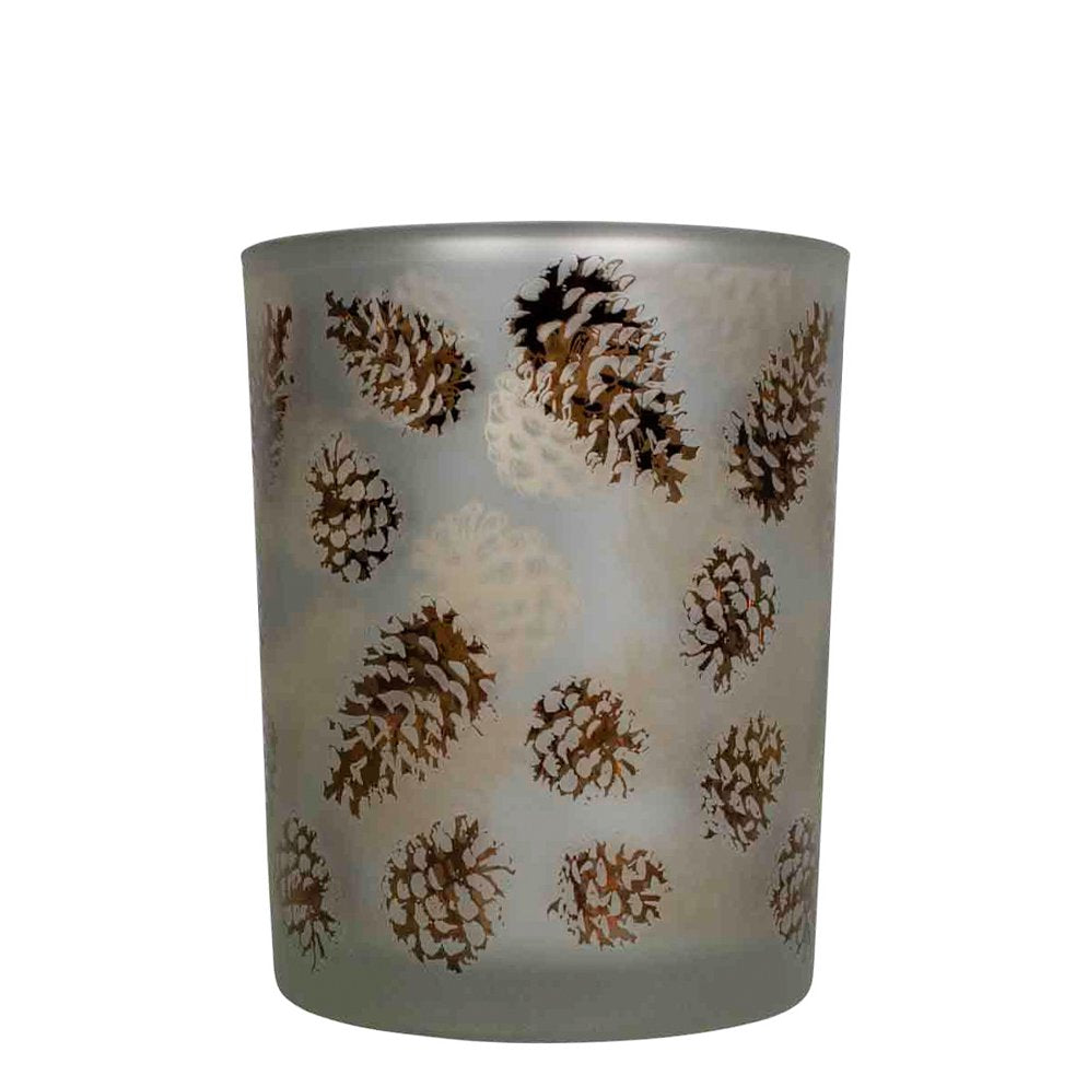 Theelichthouder herfst dennenappel medium 12cm