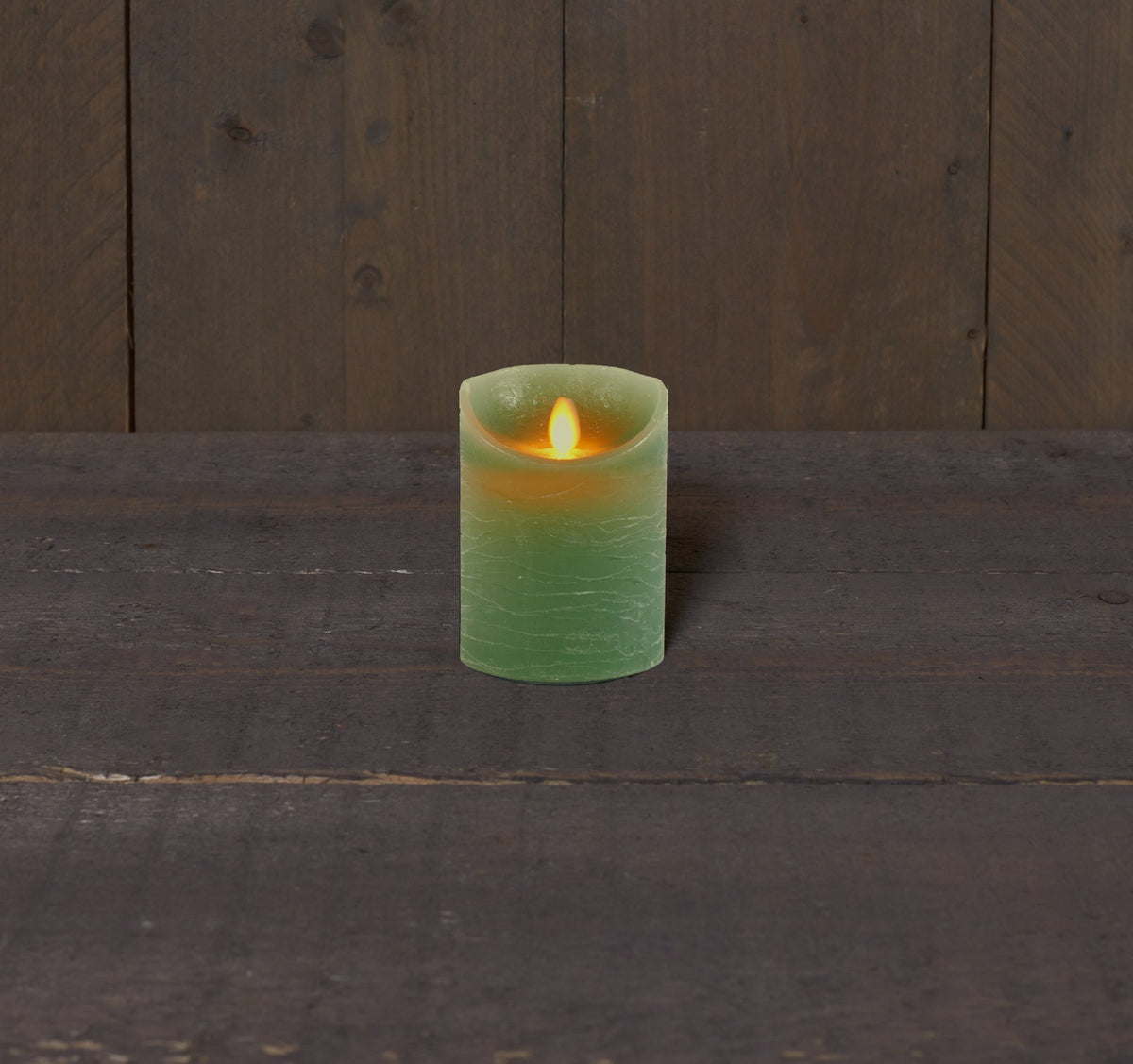 LED Wax stompkaars bewegende vlam 7,5x10cm groen
