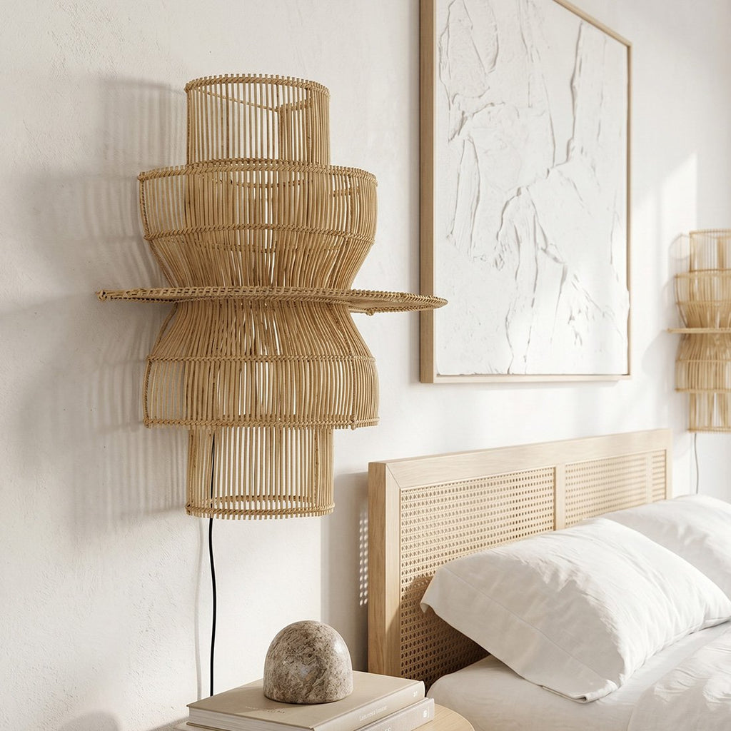 Saturn rotan wandlamp