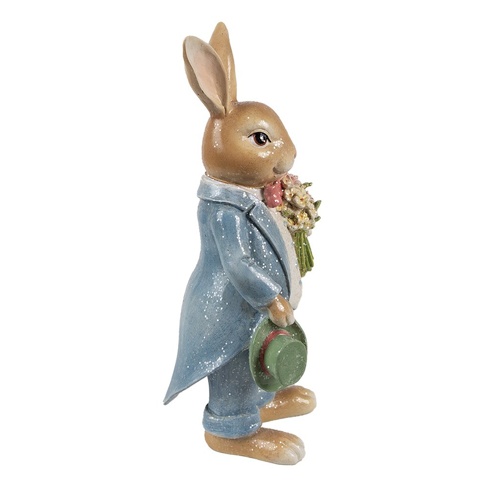 Decoratie Beeld Konijn 26 cm Bruin Blauw Kunststof
