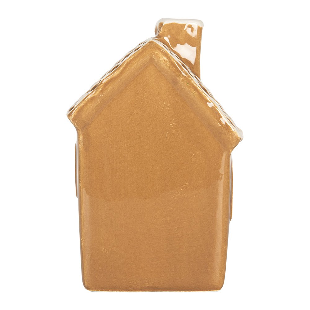 Gingerbread house met LED 8x8x12 cm Bruin Keramiek