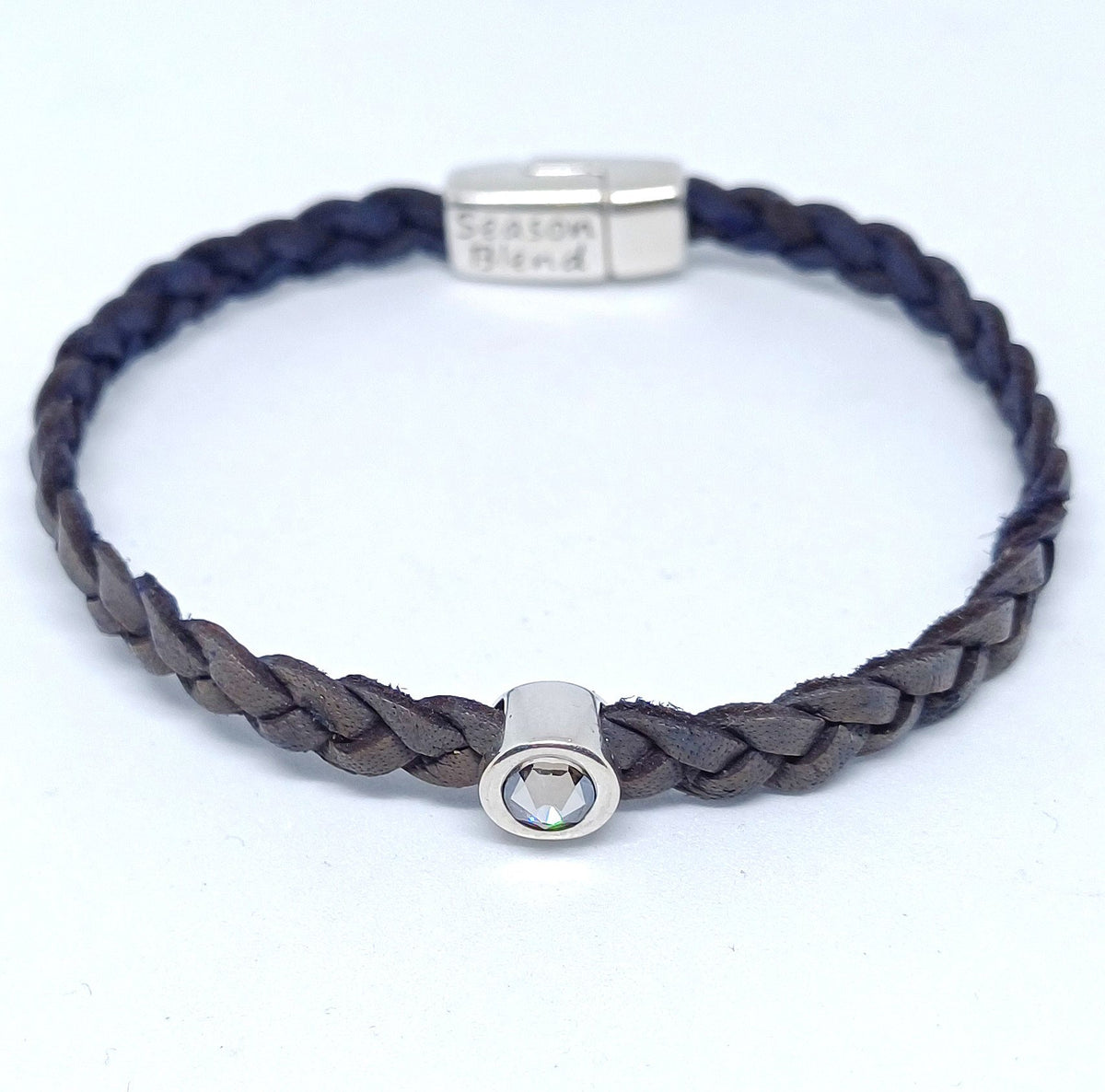 Shorty gevlochten leren armband antiek zilver