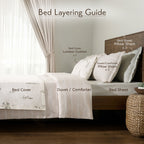Bedset | Katoenen koord Rib Wildflower schetsen | Koning, 8-delige set