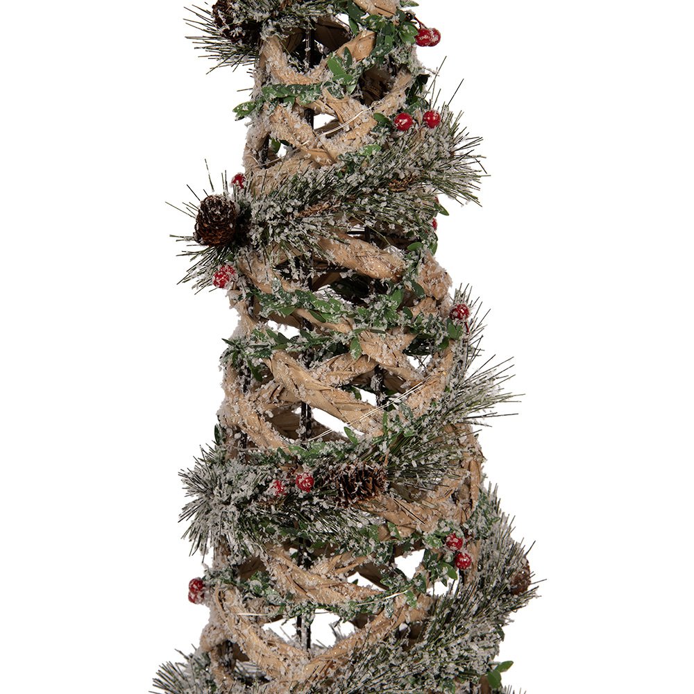 Kerstdecoratie met LED-verlichting Kerstboom Ø 24x81 cm Groen Rotan