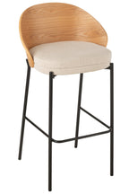 J-Line Barstoel Lone Multiplex/Metaal Naturel/Beige
