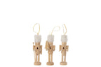 J-Line kersthanger Notenkrakers - hout/bont - naturel/wit - doos van 3