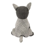 Deurstopper hond grijze ruit 18x20x28cm
