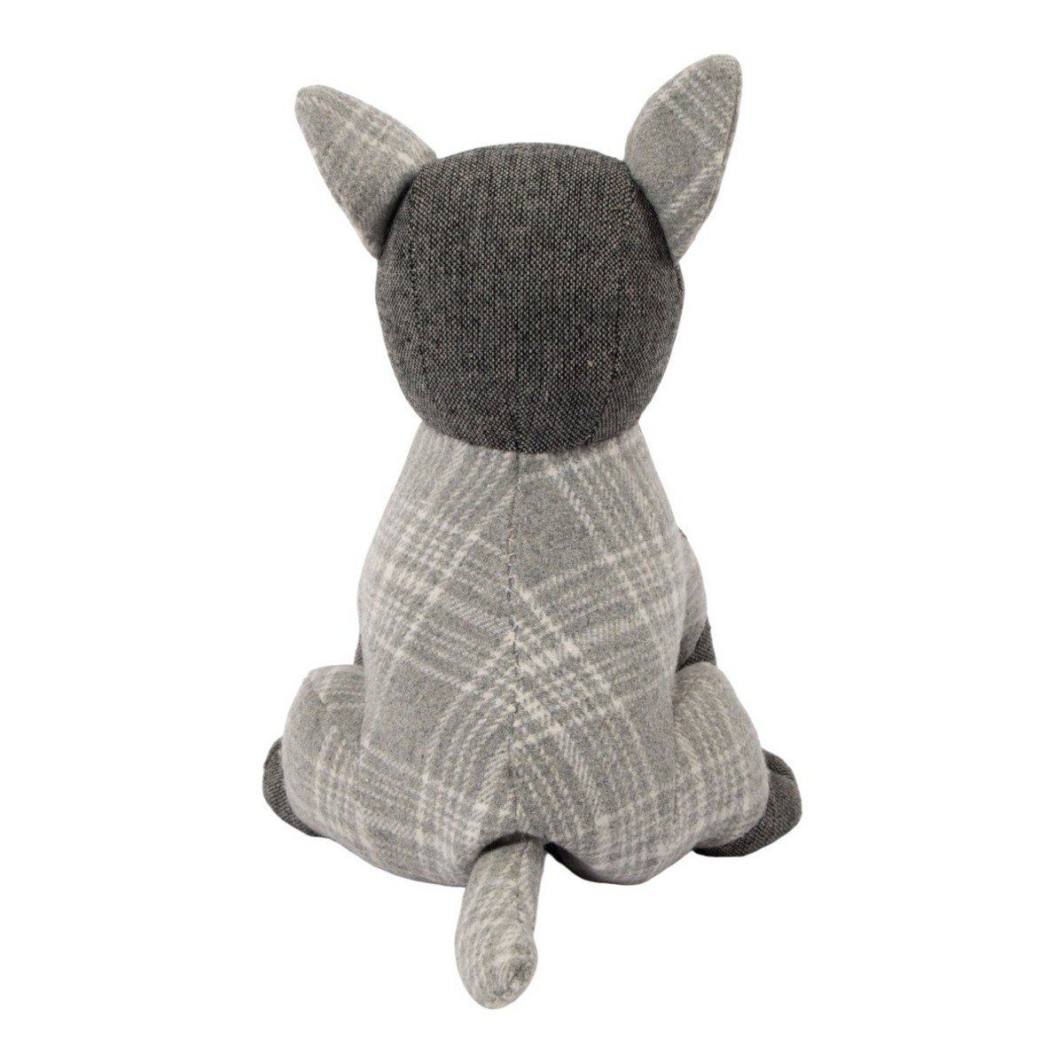 Deurstopper hond grijze ruit 18x20x28cm