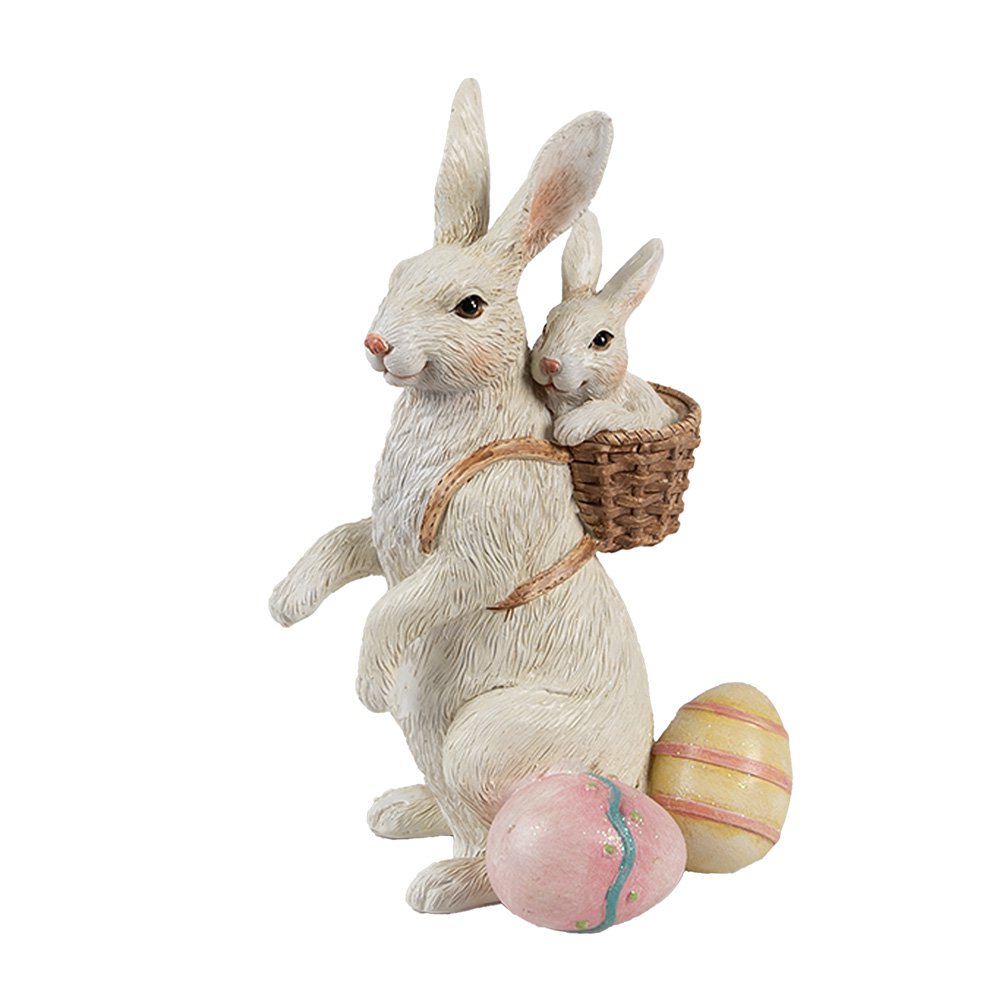 Decoratie Beeld Konijn 16 cm Beige Kunststof