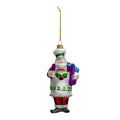 Kersthanger Kerstman 17 cm Rood Wit Glas Kerstbal