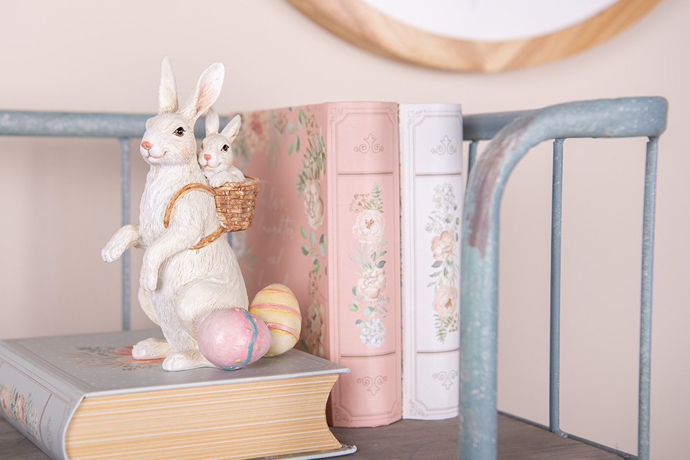 Decoratie Beeld Konijn 16 cm Beige Kunststof