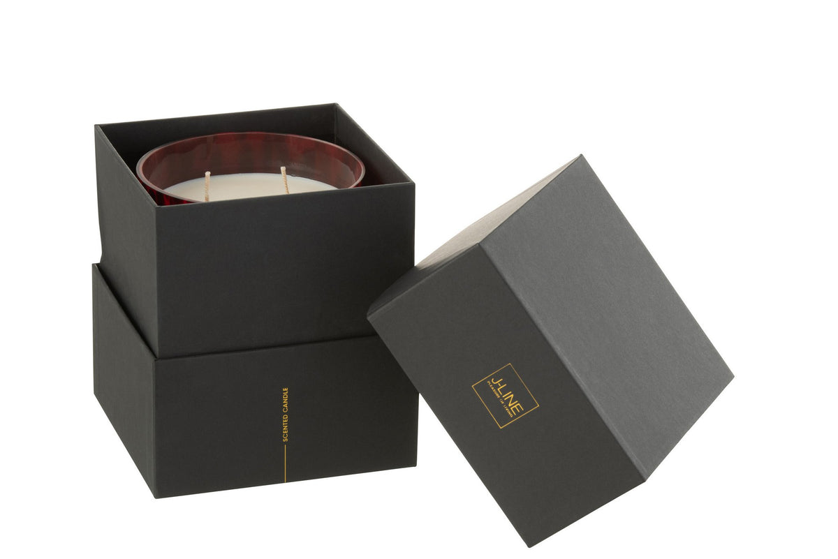 J-Line geurkaars Noa - Sandalwood - glas - rood - medium - 68U