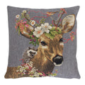 Gobelin kussen bloemen klein hert 45x45cm