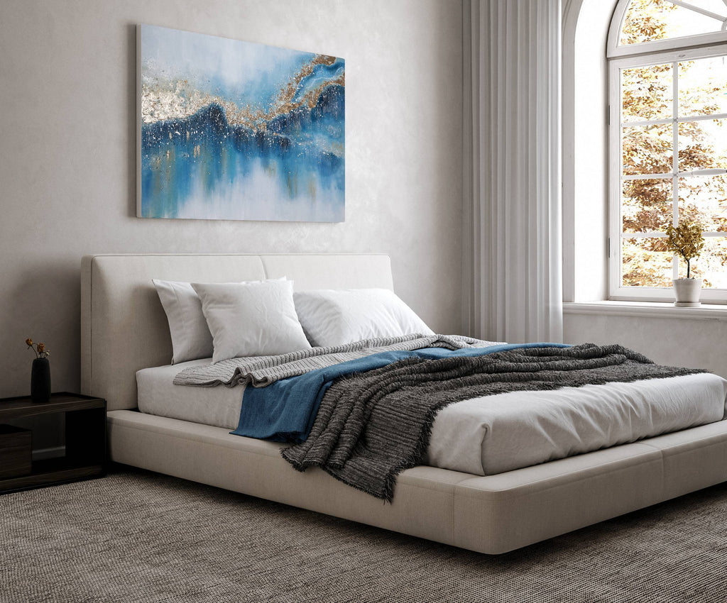 Schilderij Kunohe Blauw 120x90 cm