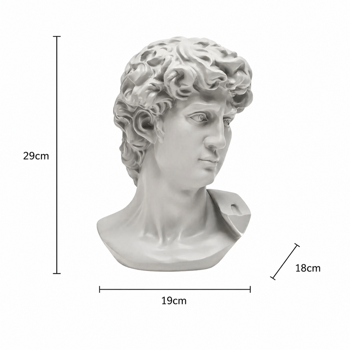 Witte David Bust Sculpture Michelangelo Geïnspireerd Klassiek Standbeeld voor Home Decor