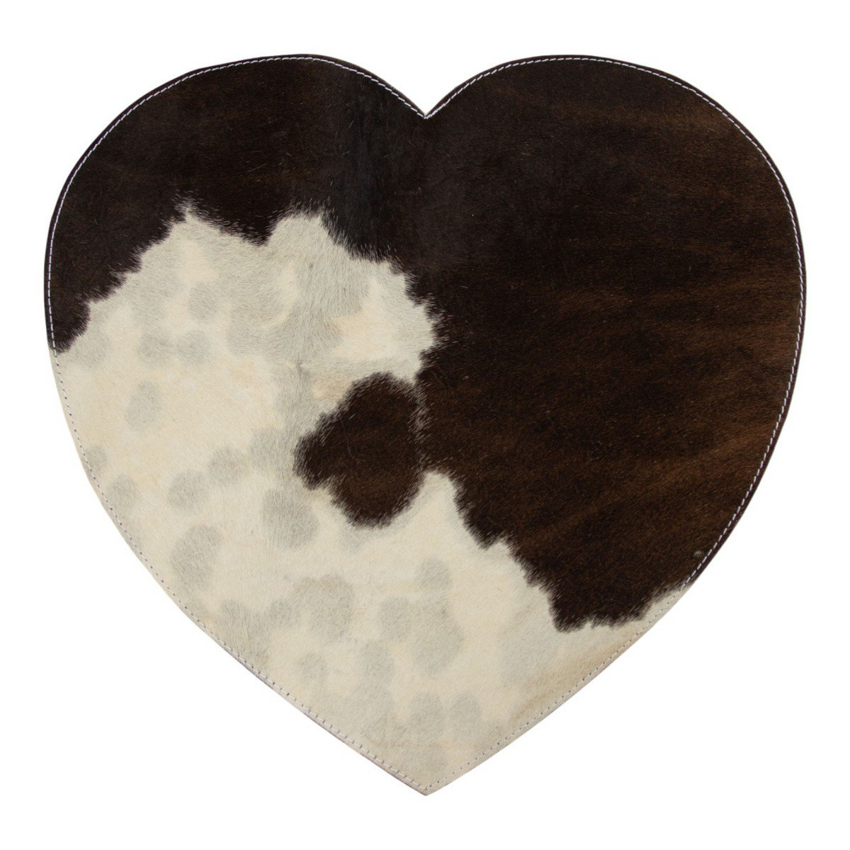 Placemat koehuid hart zwart/wit 39cm