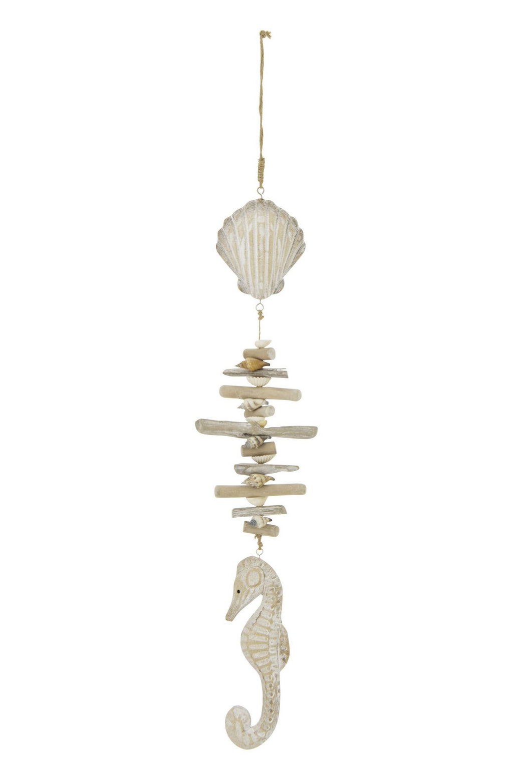 J-Line hanger Schelp + Zeepaard Witgewassen - hout - naturel
