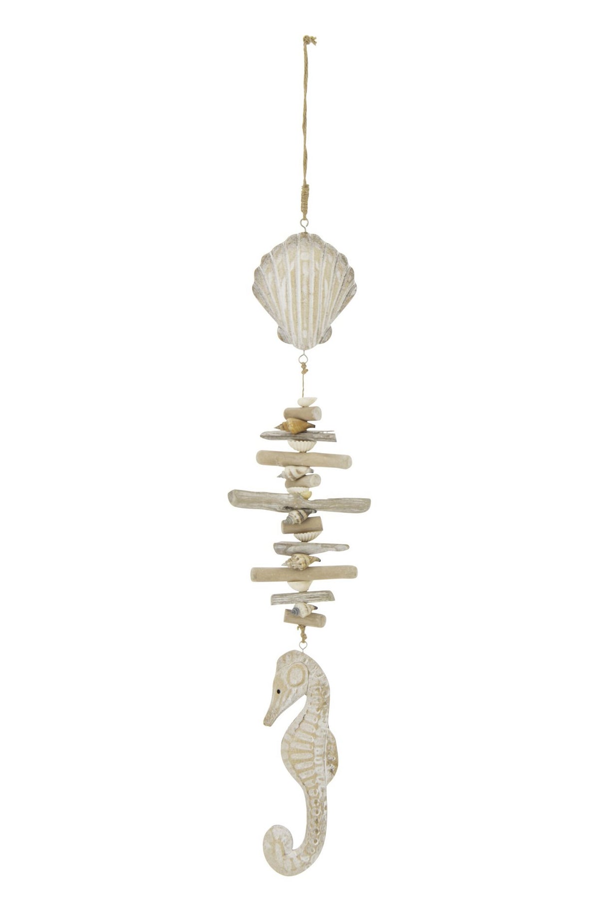 J-Line hanger Schelp + Zeepaard Witgewassen - hout - naturel