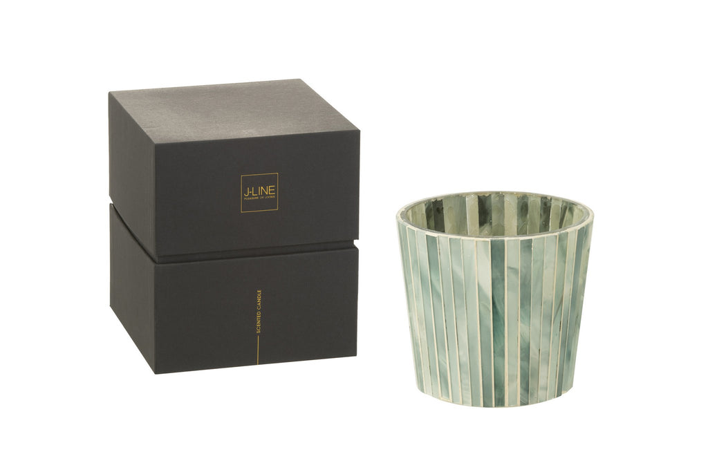J-Line geurkaars Noa - Seaside Bliss - glas - lichtblauw - small - 45U