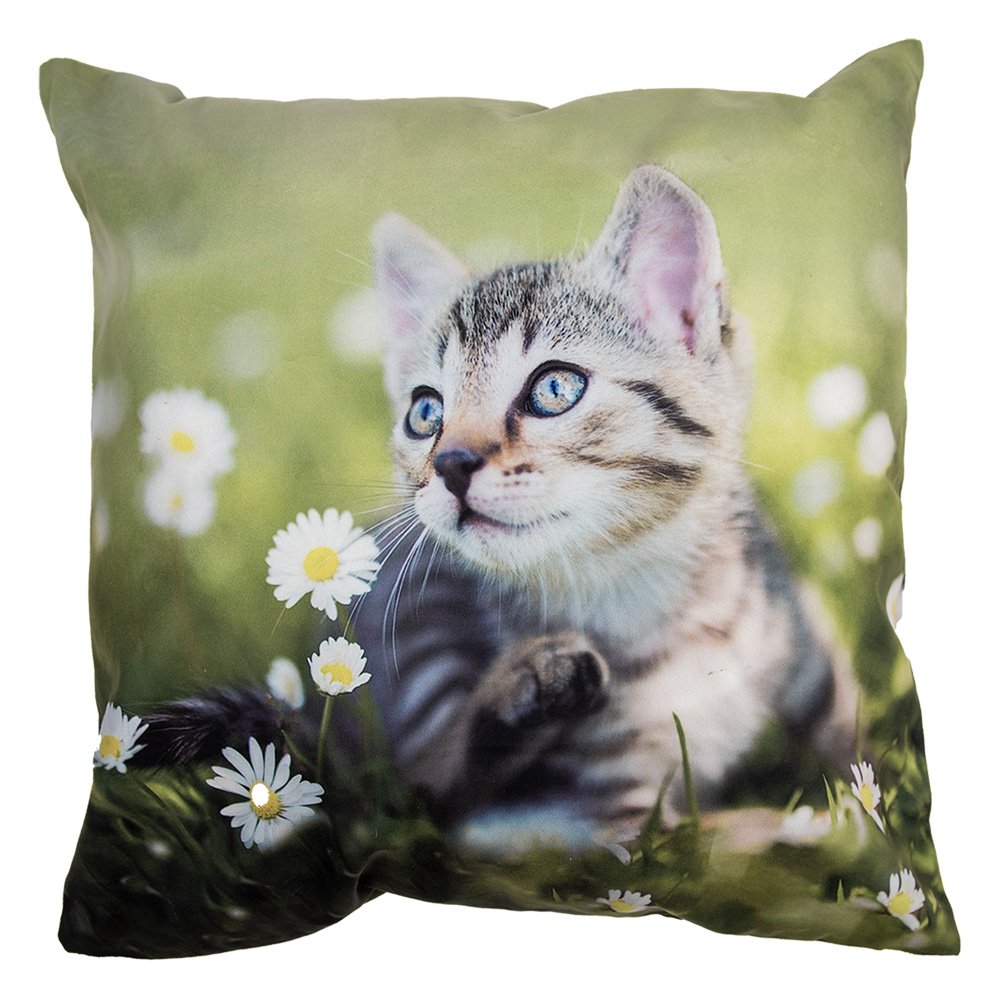 Kussenhoes 45x45 cm Groen Polyester Kat Sierkussenhoes