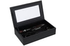 J-Line wijn accessoires - kunstleder/hout - zwart - doos van 6