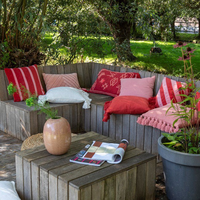 Dutch Decor Pemm - Kussen 45x45 cm - Aurora Red - Rood, roze