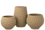 J-Line bloempot Inkepingen + Buiten zand - steen - taupe - L