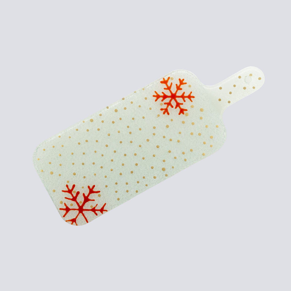 Kerstschotel Hand Kleine 38x15 Wit Rode Sneeuwvlokken