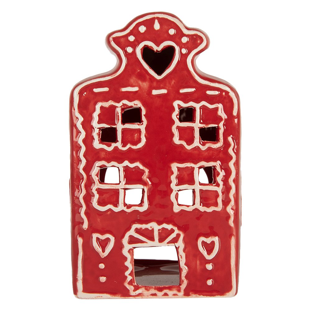Waxinelichthouder Huis 8x7x13 cm Rood Keramiek