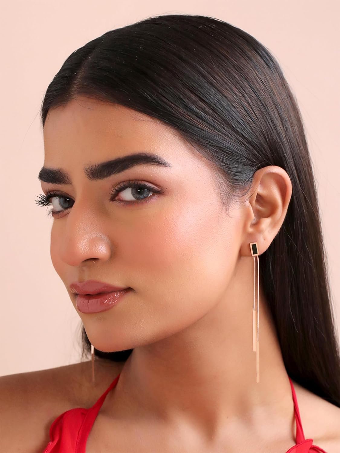 Roségouden oorbellen – mode-sieraden – hypoallergeen roestvrij staal – lange ketting