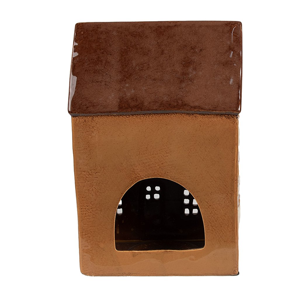 Waxinelichthouder Huis 17x11x24 cm Bruin Keramiek Theelichthouder