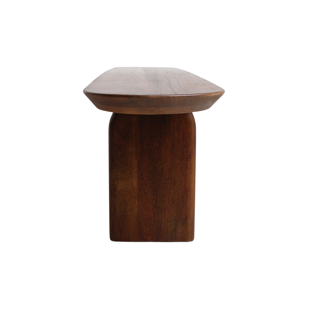 Bullnose mangohouten eetkamerbank bruin