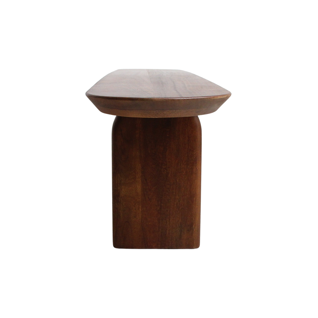 Bullnose mangohouten eetkamerbank bruin
