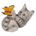 Beeld Kat 14x8x11 cm Grijs Kunststof