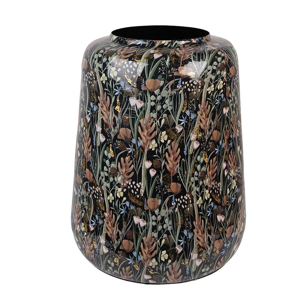 Vaas Ø 31x40 cm Zwart Bruin Metaal Bloemen
