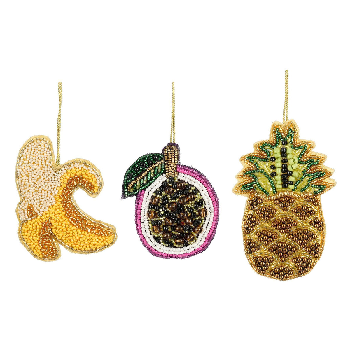Ornament fruit geel paars groen