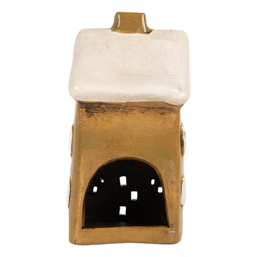 Waxinelichthouder Huis 8x7x15 cm Bruin Keramiek