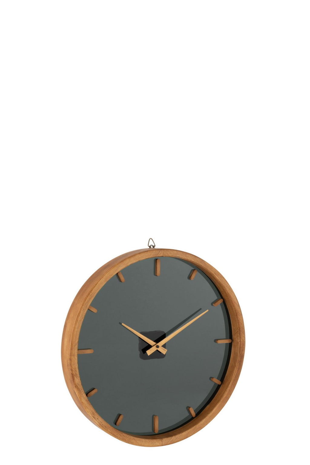 J-Line klok Rond - hout/glas - bruin/zwart - Ø 40 cm