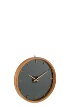 J-Line klok Rond - hout/glas - bruin/zwart - Ø 40 cm