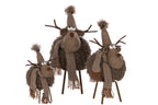 J-Line figuur Rendier Hoed + Sjaal - polyresin - bruin - L