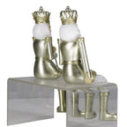 Beeld Set van 2 Notenkraker 12 cm Goudkleurig Wit Kunststof Kerstdecoratie