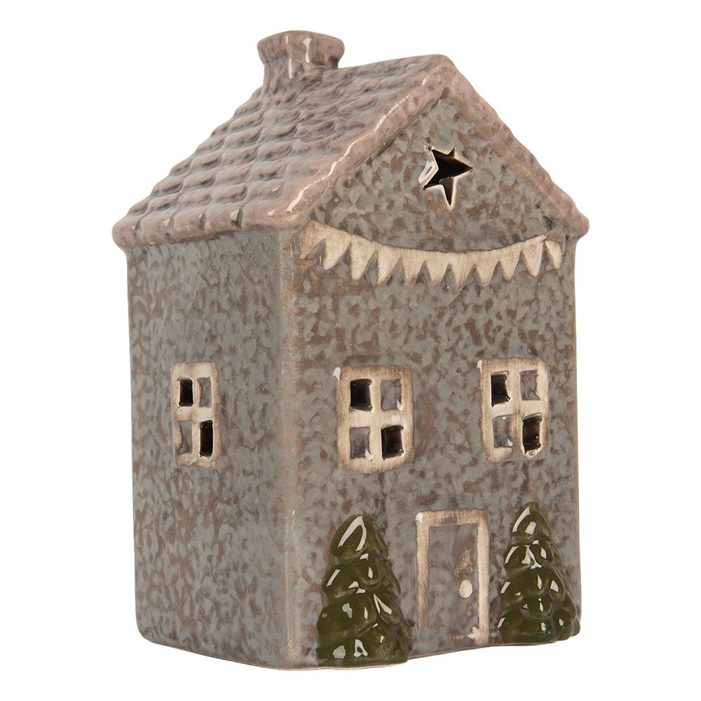 Waxinelichthouder Huis 10x8x15 cm Blauw Keramiek