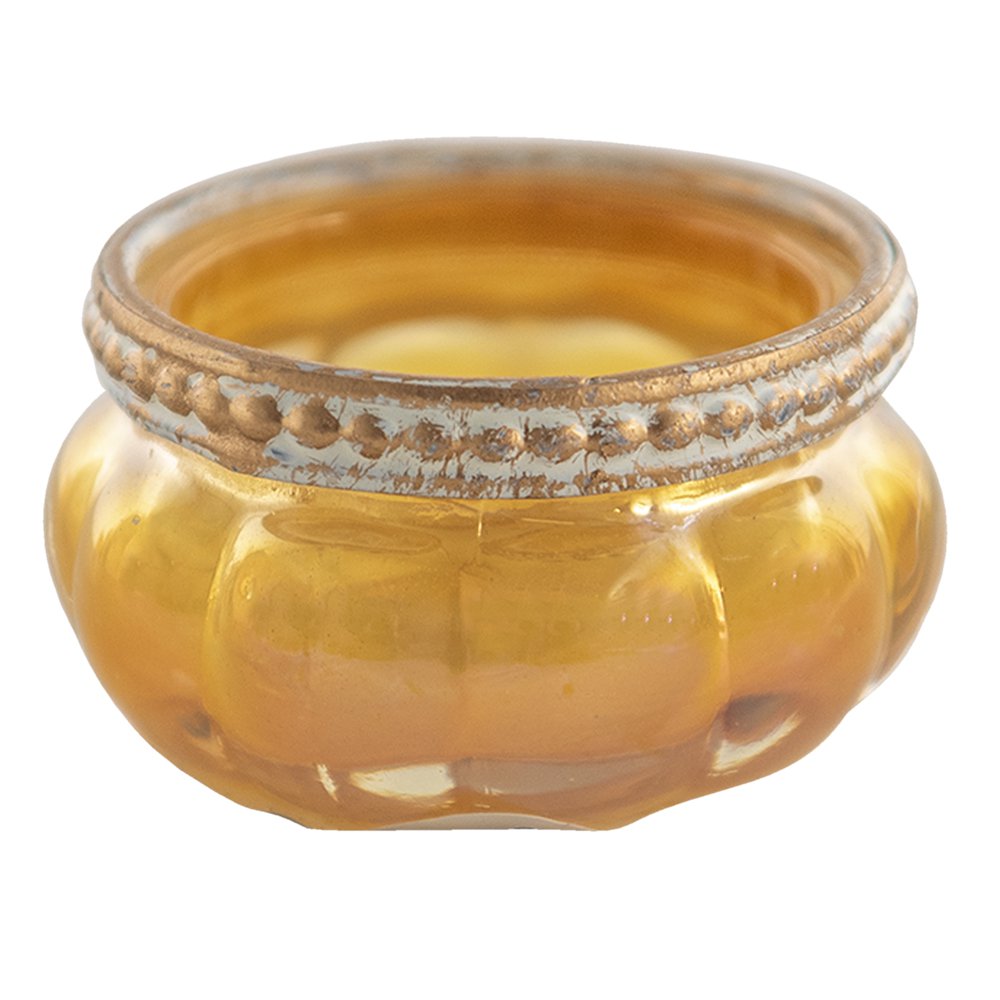 Theelichthouder Ø 6x4 cm geel goudkleurig glas waxinelichthouder