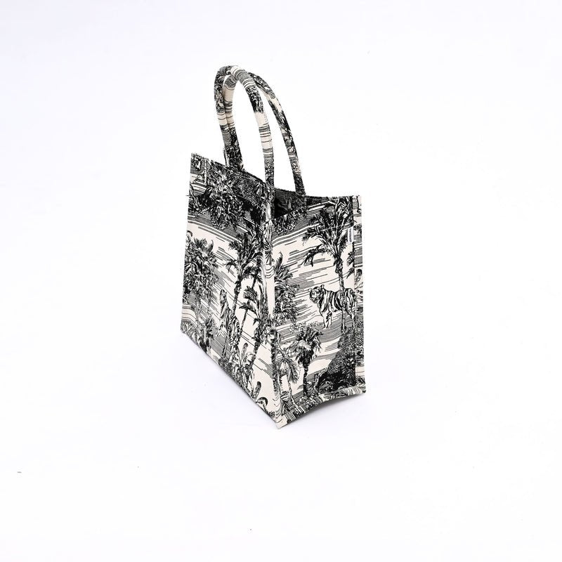 Tote Bag - Cadeautasje van canvas met natuurprint - Herbruikbaar milieuvriendelijk cadeau (31 x 16 x 31 cm)